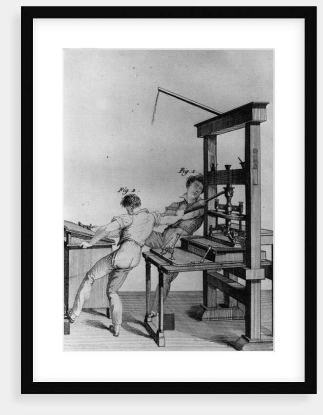 Young blind men working at a printing press by Julie Ribault