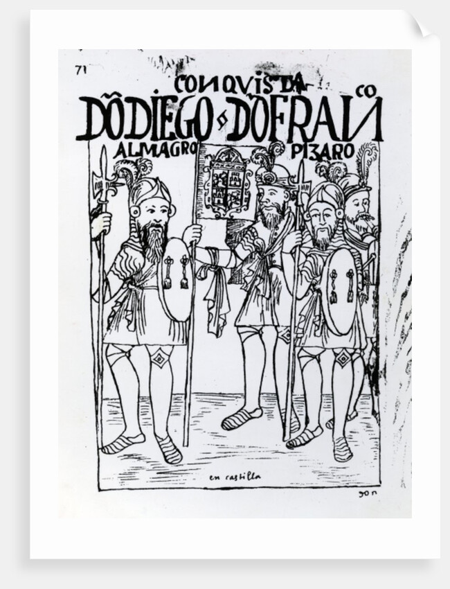 Conquistadors Diego de Amagro and Francisco Pizarro reconciled at Castille by Felipe Huaman Poma de Ayala