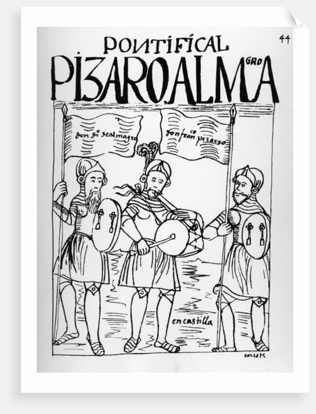 Diego de Almagro and Francisco Pizarro in Castile by Felipe Huaman Poma de Ayala