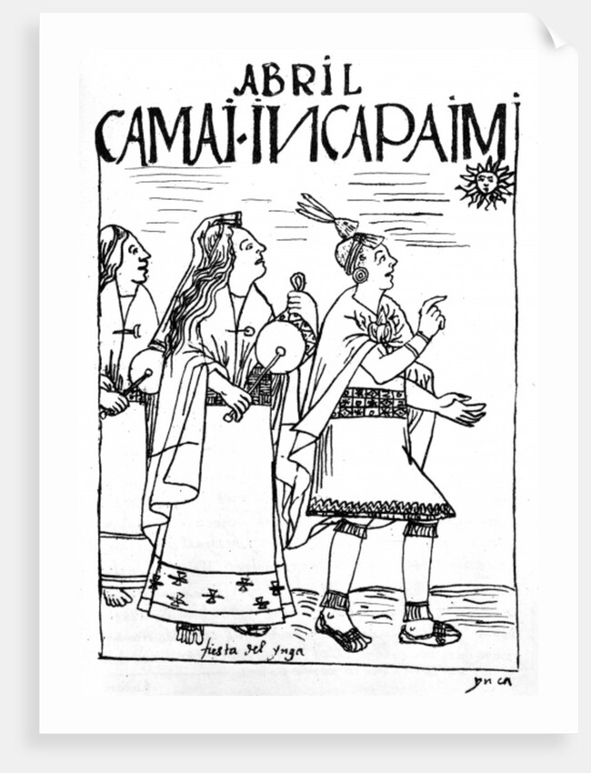 The month of April, Inca festival by Felipe Huaman Poma de Ayala