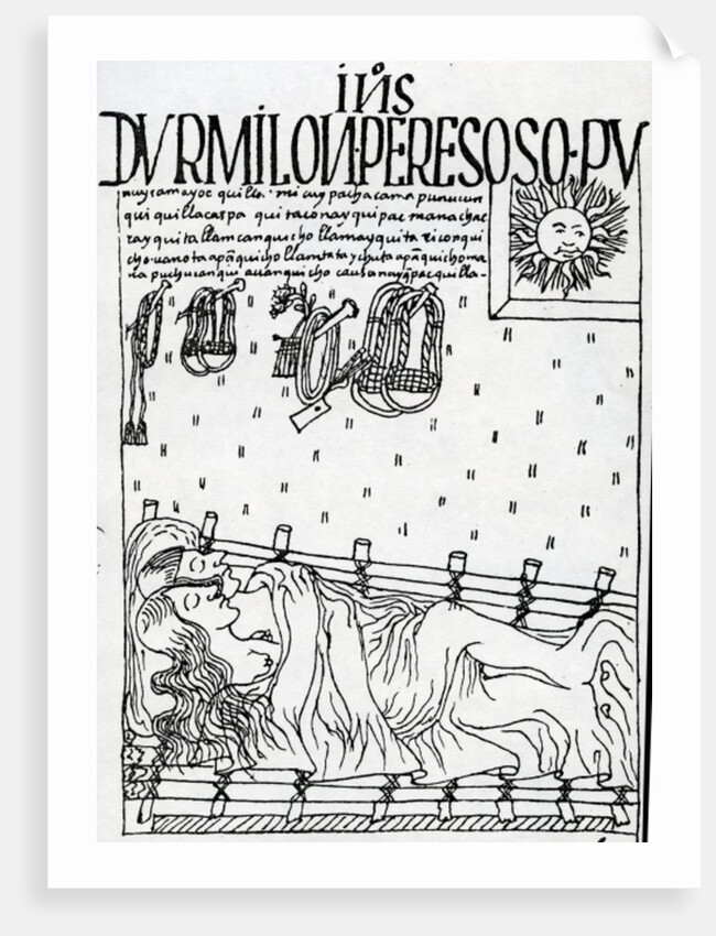 Native Incas sleep through the morning, neglecting their duties by Felipe Huaman Poma de Ayala