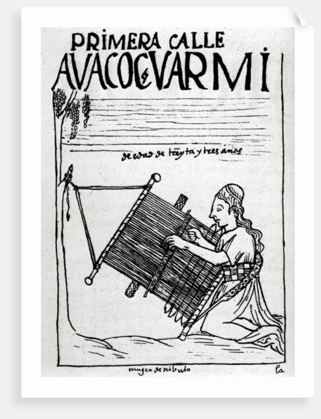The first 'street' or age group of women, a weaver of thirty-three years by Felipe Huaman Poma de Ayala