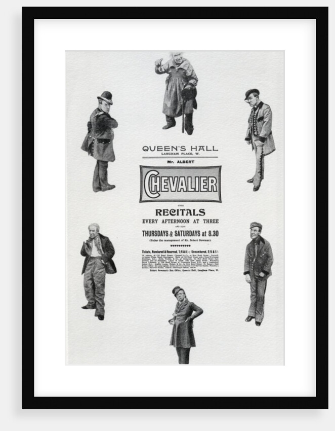 Poster advertising Albert Chevalier's Recital at the Queen's Hall by English School