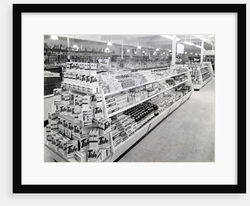 Soap powder aisle, Woolworths store, 1956 by English Photographer