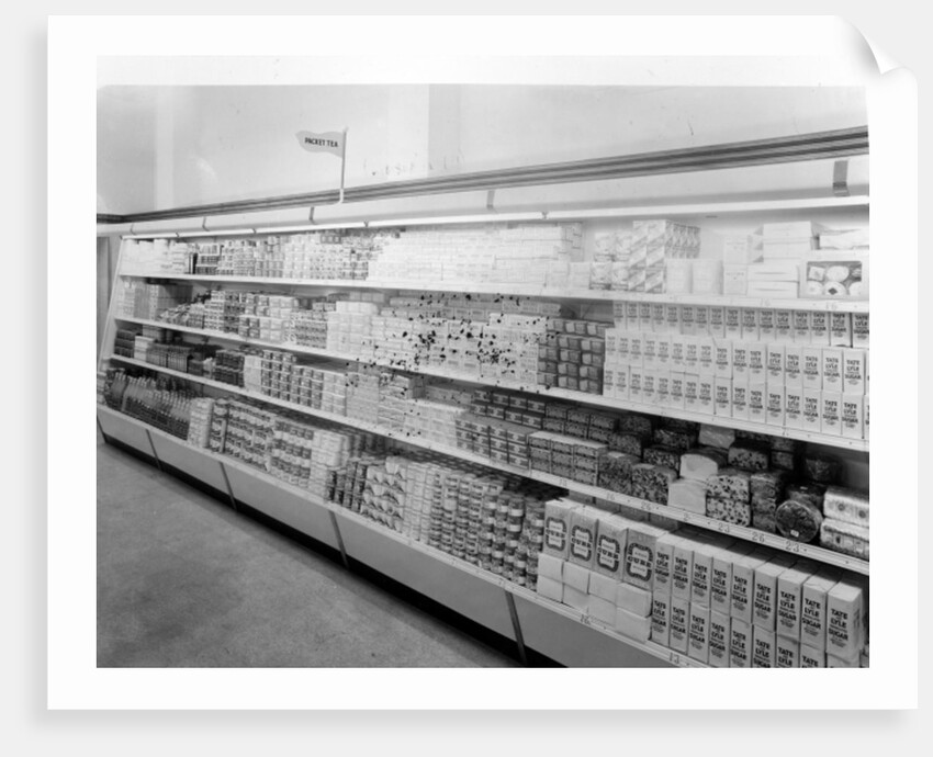 Tea and sugar aisle, Woolworths store, 1956 by English Photographer