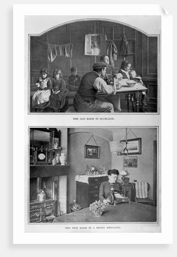 The Old Room in Slumland and The New Room in a Model Dwelling by English Photographer