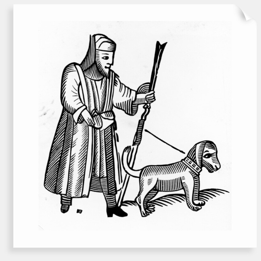 Pilgrim with a dog by English School