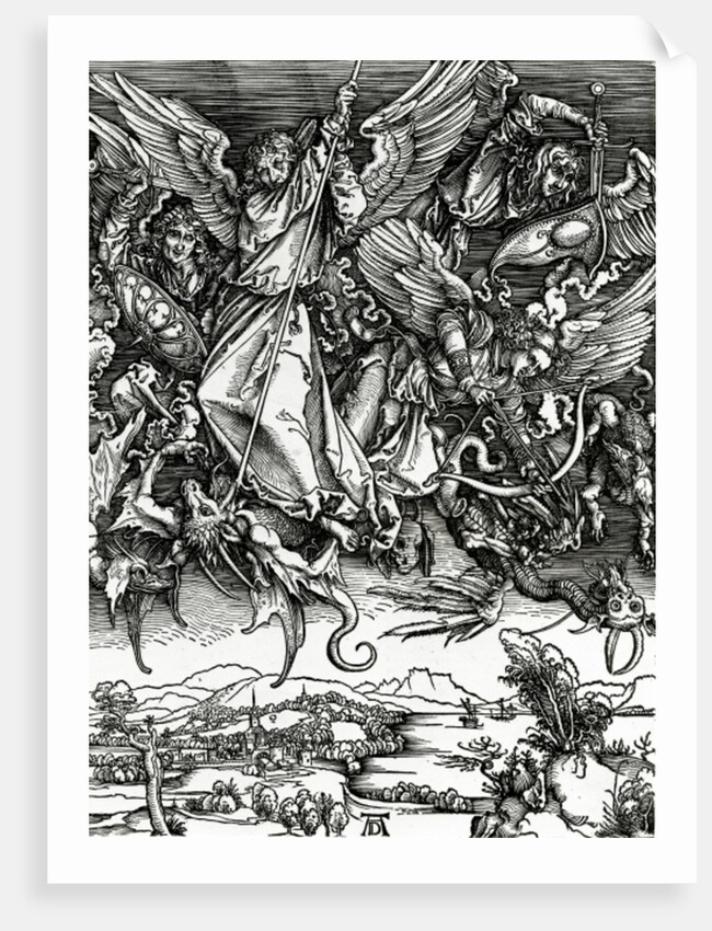 St. Michael fighting the Dragon, 1498 by Albrecht Dürer or Duerer