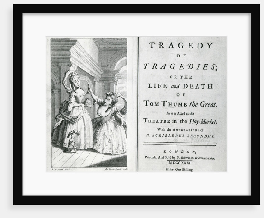 Title page of the script of Tom Thumb, 1731 by English School