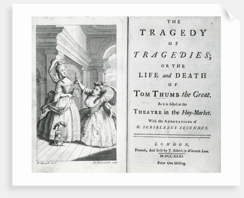 Title page of the script of Tom Thumb, 1731 by English School