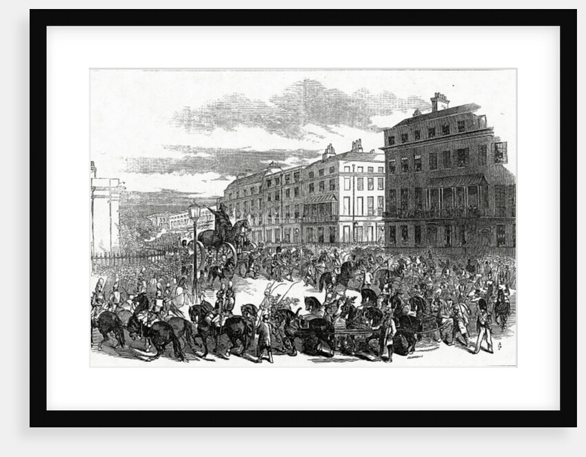 The Grand Procession of the Wellington Statue turning down Park Lane by Ebenezer Landells