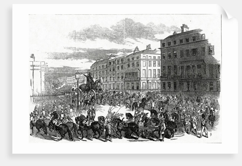 The Grand Procession of the Wellington Statue turning down Park Lane by Ebenezer Landells