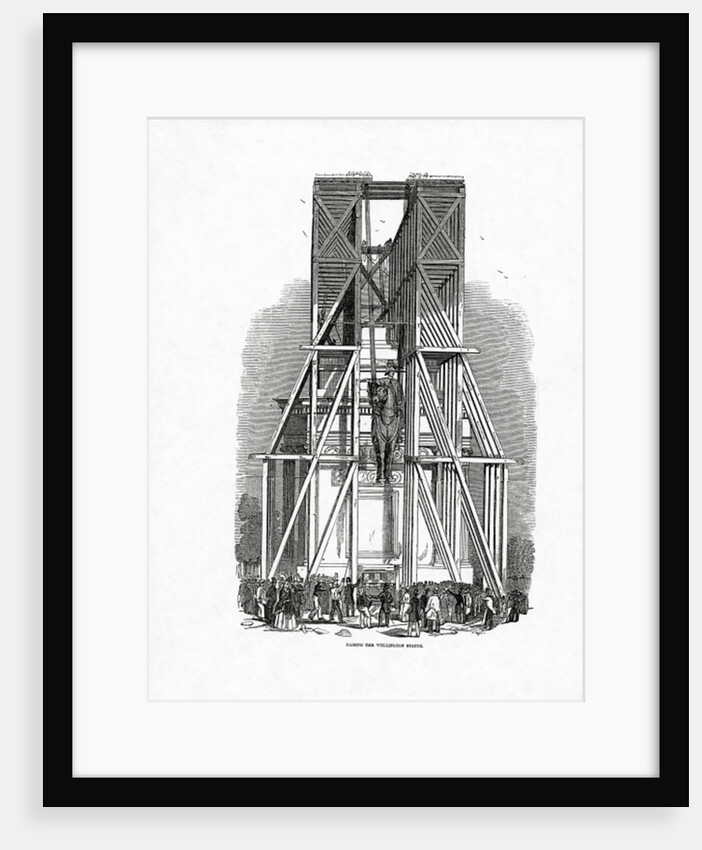 Raising the Wellington Statue, published in 'The Illustrated London News', 3rd October 1846 by Ebenezer Landells