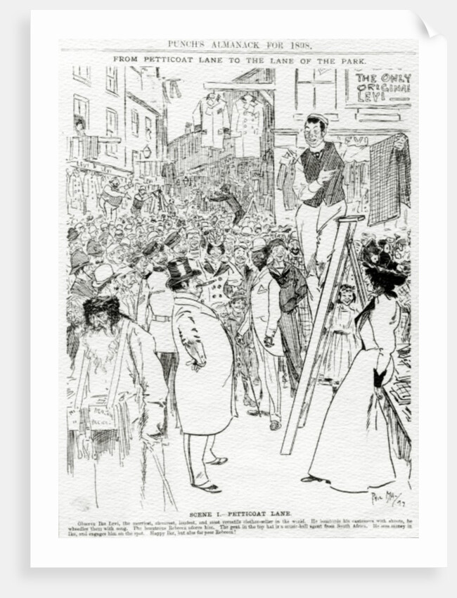 Scene I, Petticoat Lane, published in 'Punch's Almanack for 1898' by Phil May