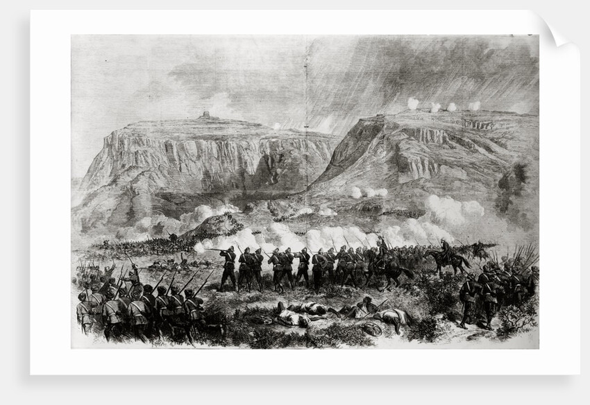 The Abyssinian Expedition: The Battle at Arogee, before Magdala, on Good Friday, April 10, published in 'The Illustrated London News'. 1868 by English School