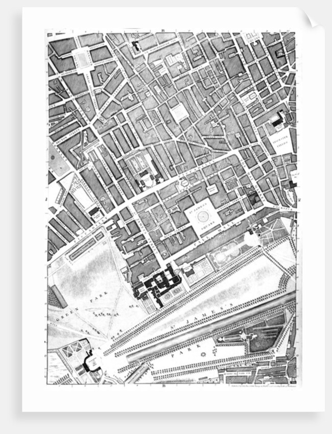 A Map of St. James's, London, 1746 by John Rocque