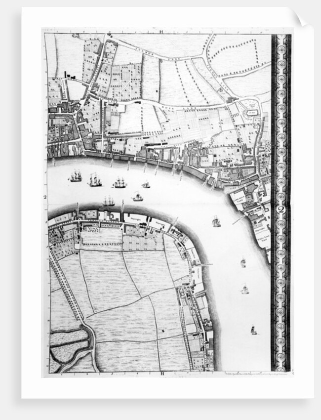 A Map of Limehouse and Rotherhithe, London, 1746 by John Rocque