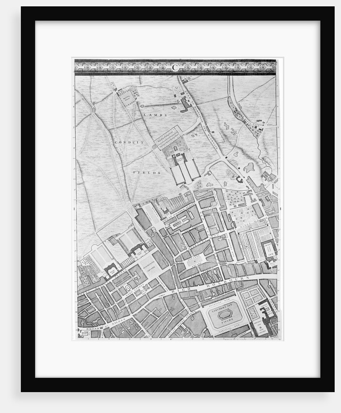 A Map of Bloomsbury and Holborn, London, 1746 by John Rocque