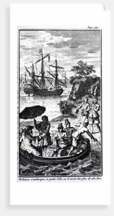 French Illustration for 'Robinson Crusoe' by Daniel Defoe by French School