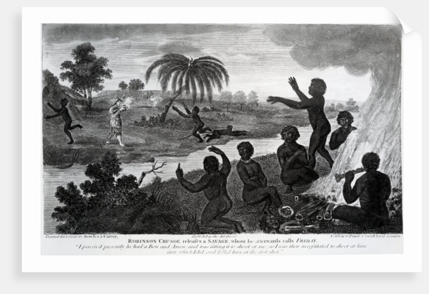 Robinson Crusoe releases a Savage, whom he afterwards calls Friday by English School