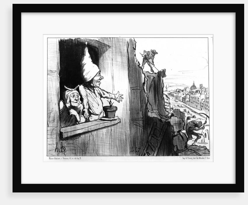 At last my little flower pot will have some sun...I will learn at last if it is a rose bush or a wallflower!... by Honore Daumier