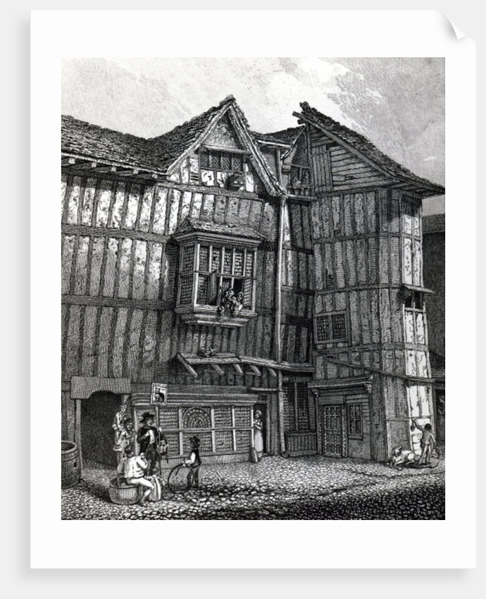 Home of Dick Whittington, South East View of the Old House lately standing in Sweedon's Passage, Grubb Street, 1811 by John Thomas Smith