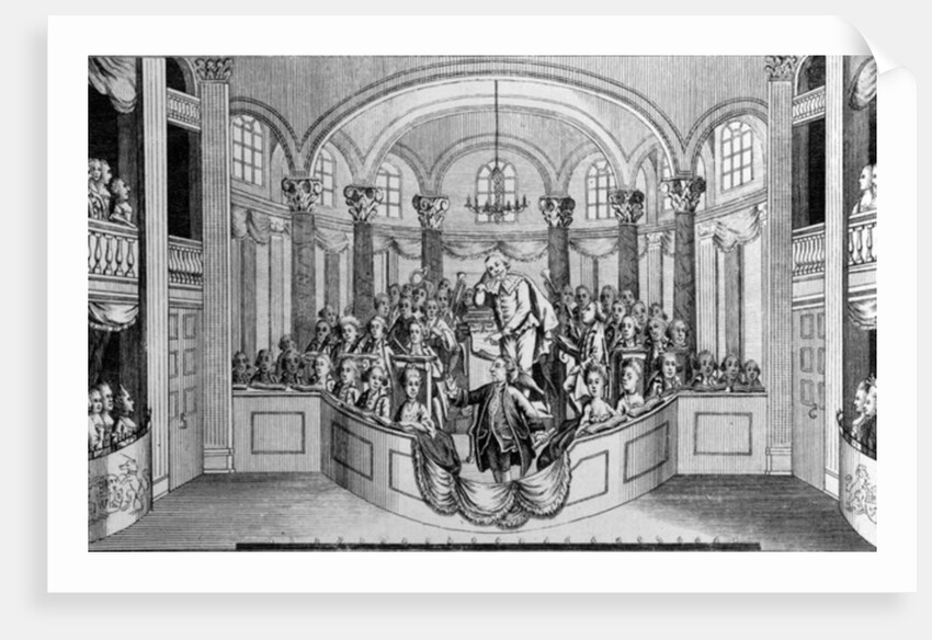 Mr. Garrick delivering his Ode at Drury Lane Theatre, on dedicating a building and erecting a statue to Shakespeare, 1769 by John Lodge