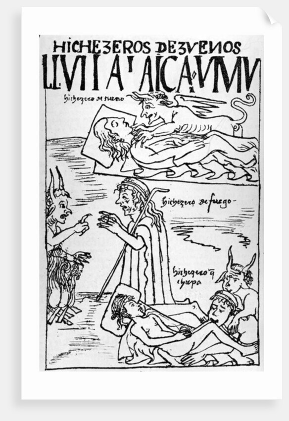 Llulla layqha umu, Deceitful Sorcerers and Witches by Felipe Huaman Poma de Ayala