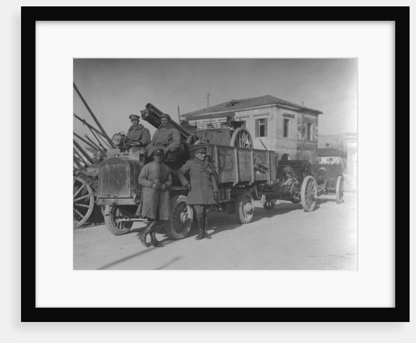 British soldiers in Italy during WWI transporting a field gun by English Photographer