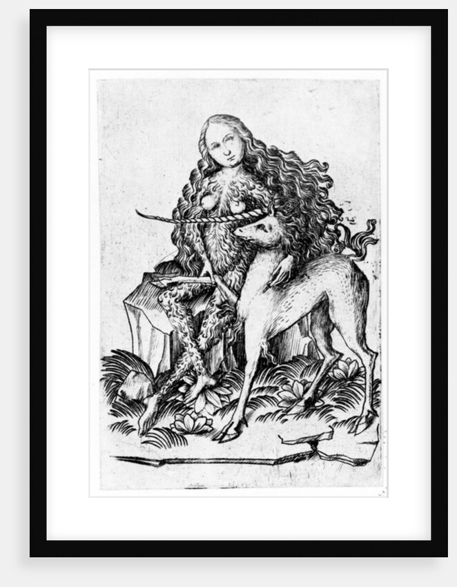 A Wild Woman and a Unicorn c. 1460 by Master E. S.