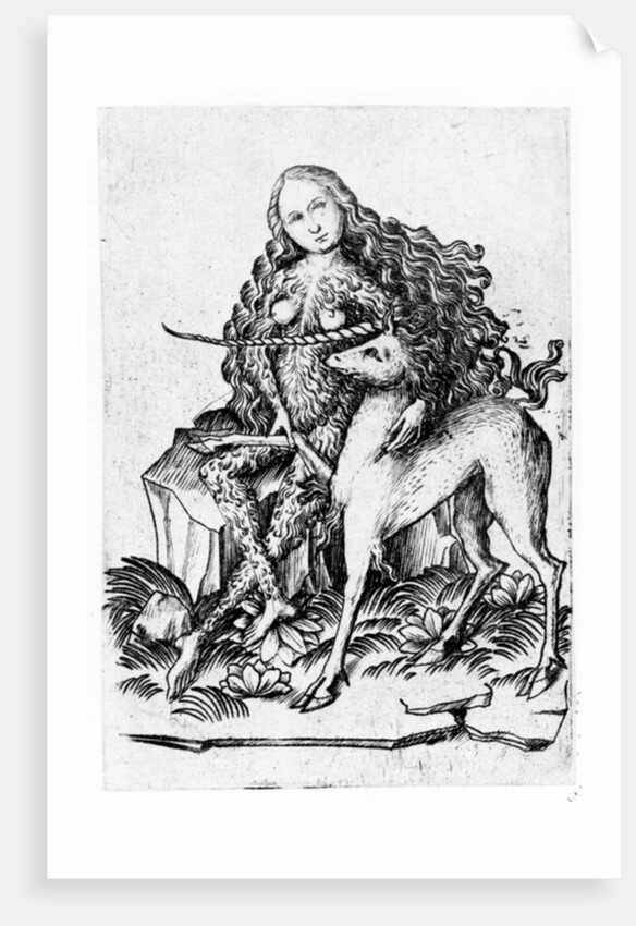 A Wild Woman and a Unicorn c. 1460 by Master E. S.