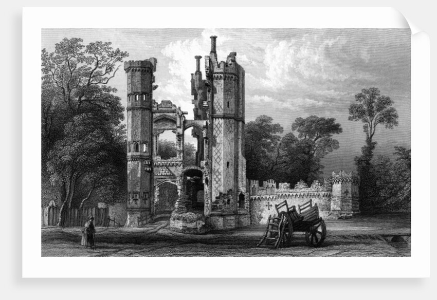 Remains of Nether Hall, near Harlow, Essex by William Henry Bartlett