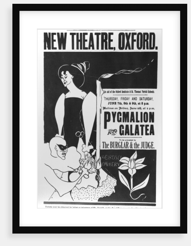 Poster for a production of 'Pygmalion and Galatea' at the New Theatre, Oxford, June 7-9 1894 by James Hearn