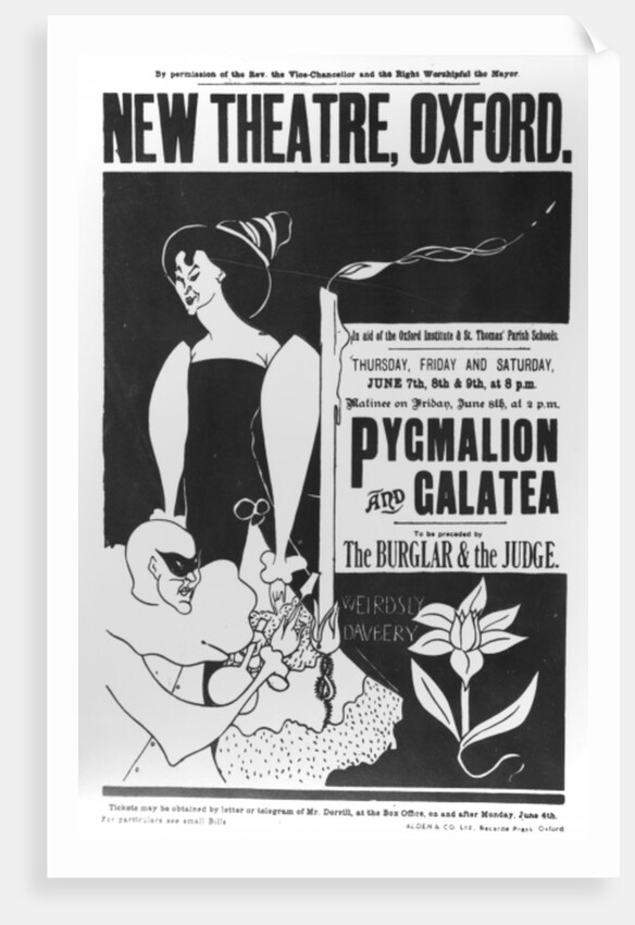 Poster for a production of 'Pygmalion and Galatea' at the New Theatre, Oxford, June 7-9 1894 by James Hearn