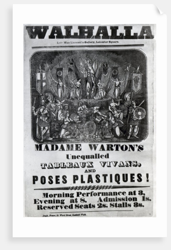 Handbill advertising 'Madame Warton's Unequalled Tableaux Vivans and Poses Plastiques', c.1847 by English School