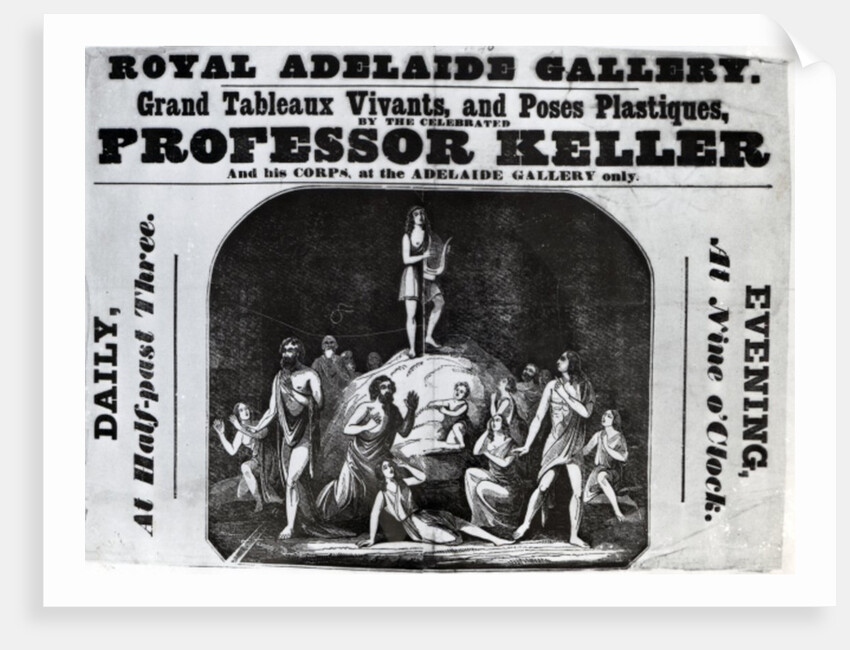 Handbill advertising 'Professor Keller's Grand Tableaux Vivants', c.1846 by English School
