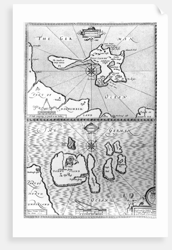 Maps of Holy Island and Farne Island, Northumberland by John Speed