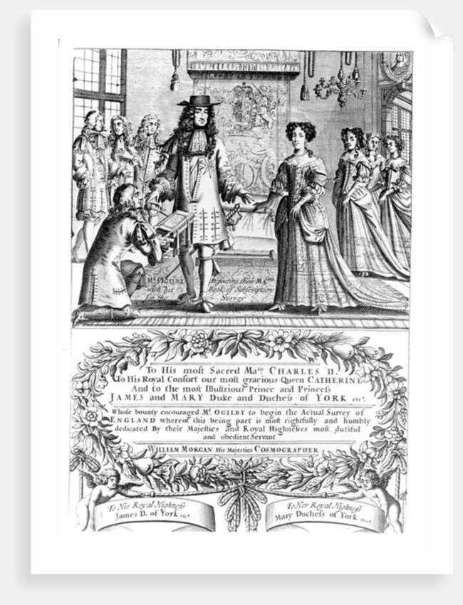 John Ogilby presenting his subscription list for 'Britannia' to the King and Queen by English School