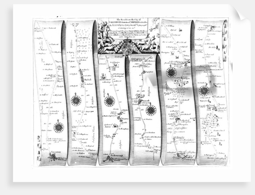The road from the city of Salisbury to Campden, from Ogilby's 'Britannia', 1675 by John Ogilby