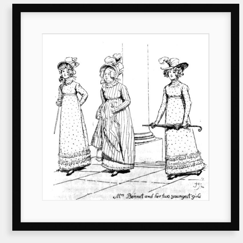 Mrs. Bennet and her two youngest girls by Hugh Thomson