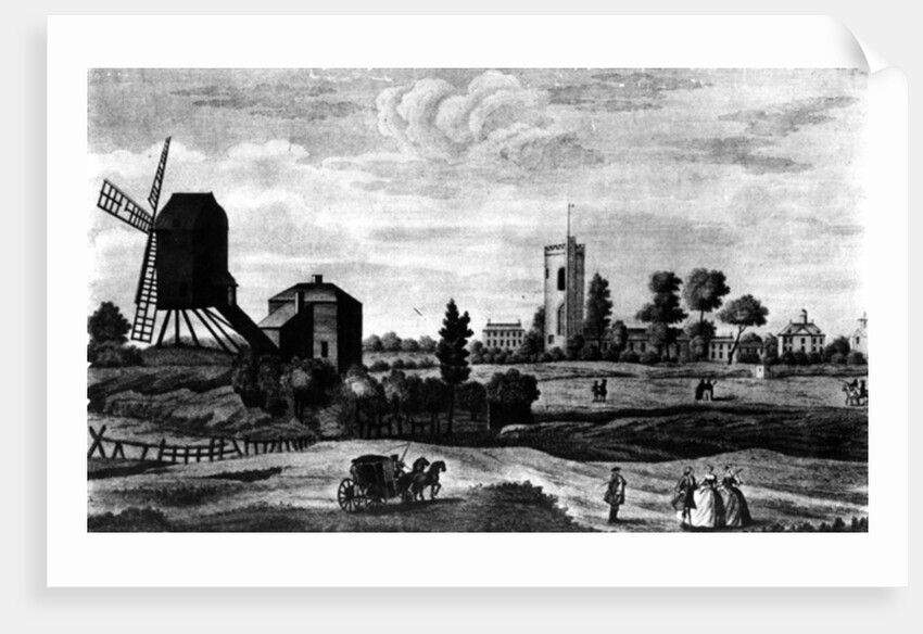 The South View of Barnes, printed by Henry Overton by English School