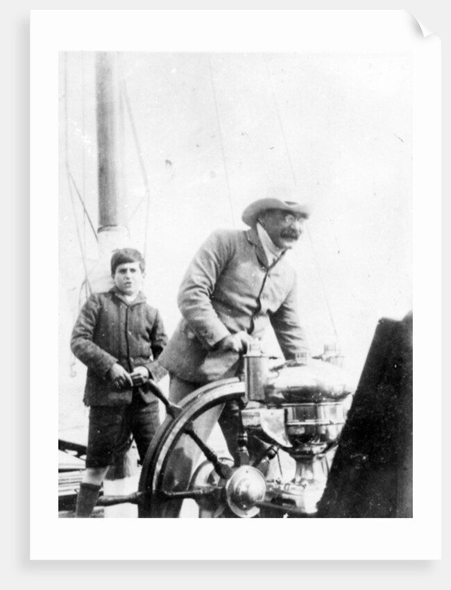 Rudyard Kipling and his son John on the yacht 'Bantam', c.1910 by English Photographer