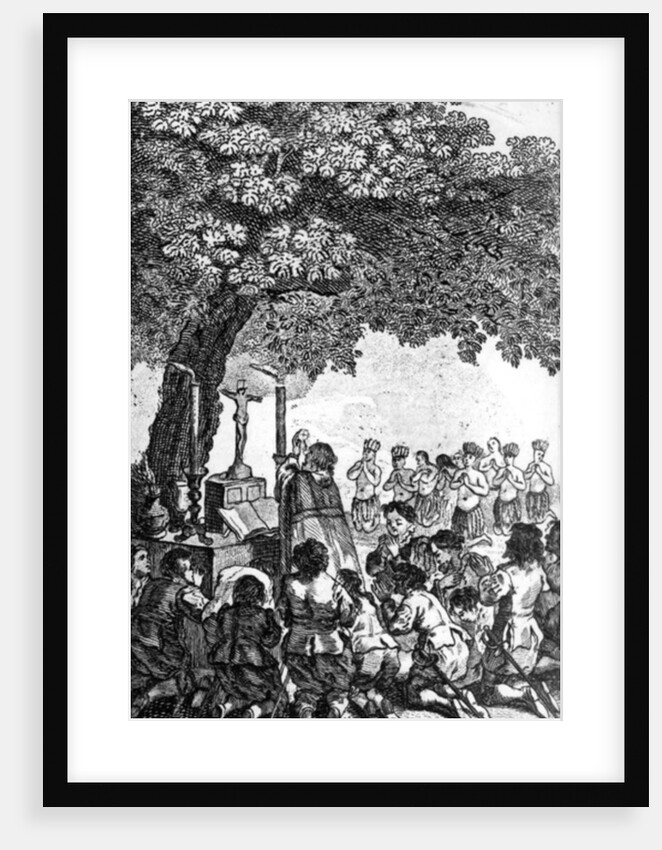 DeCabral discovering Brazil, lands & causes Mass to be sung under a tree by English School