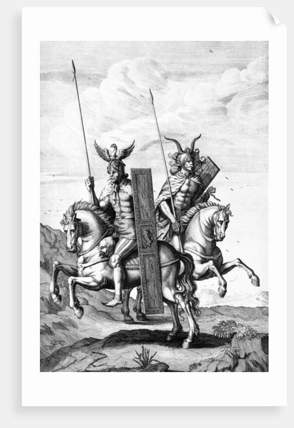 German Troopers with their Helmets, Shields & Lances by English School