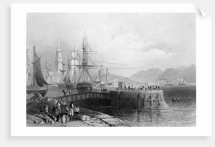Port Glasgow, engraved by J.W. Appleton, 1841 by William Henry (after) Bartlett