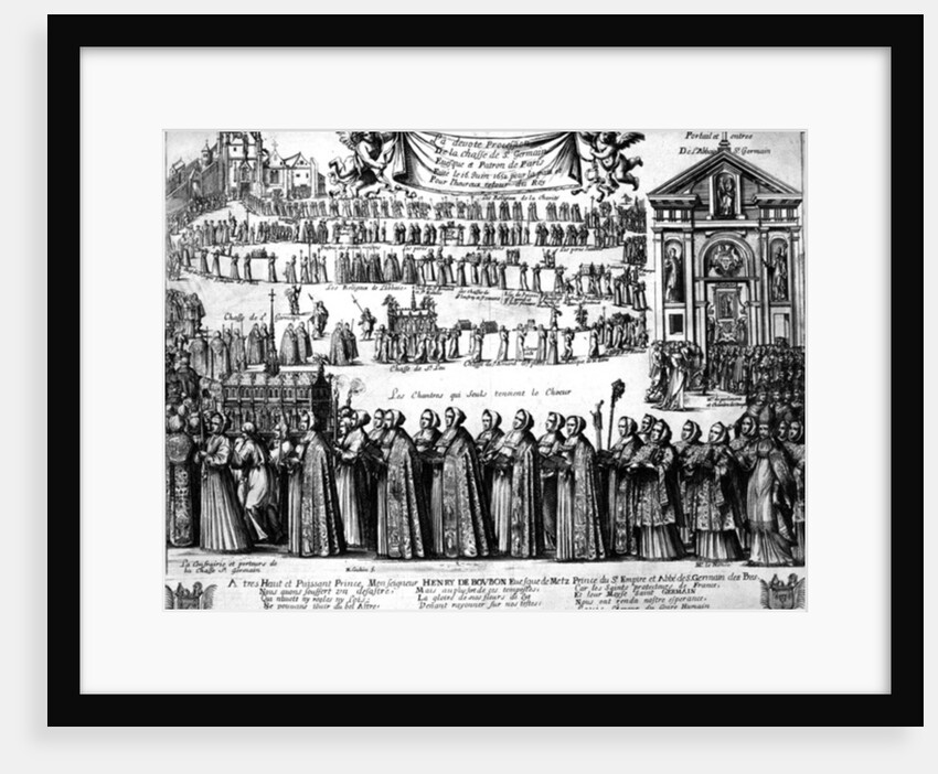 Procession of the Shrine of St. Germain and others from the Abbey of Saint-Germain-des-Prés to the Church of Saint-Sulpice, Paris, c.1652 by Nicolas Cochin