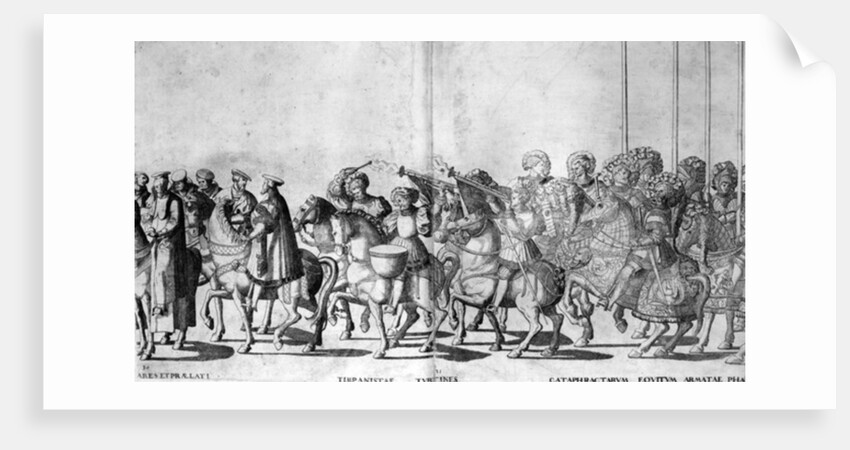 Plate 30 and 31 of the Entry of Pope Clement VII and Emperor Charles V into Bologna on 24 February 1530, published c.1530 by Nicholas Hogenberg