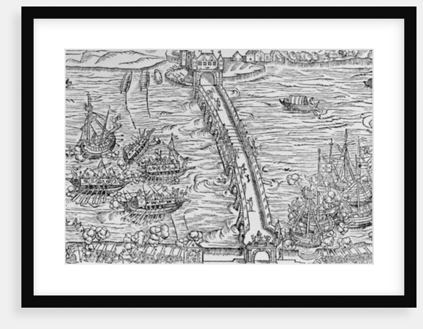 A reconstruction of a naval battle performed on the River Seine in front of Henri IV in 1596 by French School