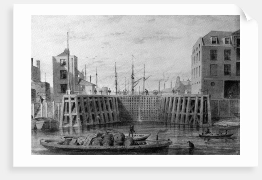 Entrance to the Limehouse Dock, 1850 by Thomas Hosmer Shepherd