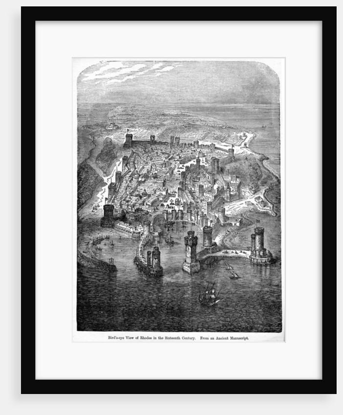Bird's-eye View of Rhodes in the Sixteenth Century, from an Ancient Manuscript by (after) English School
